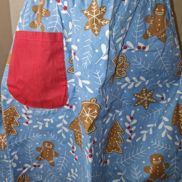 Pantry Blue Brown & Red Gingerbread Man Apron, 1 Pocket, Tie at Neck & Waist - Picture 4 of 4